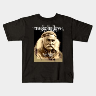 David Crosby No. 1: 1941 - 2023, Rest in Peace (RIP) on a Dark Background Kids T-Shirt